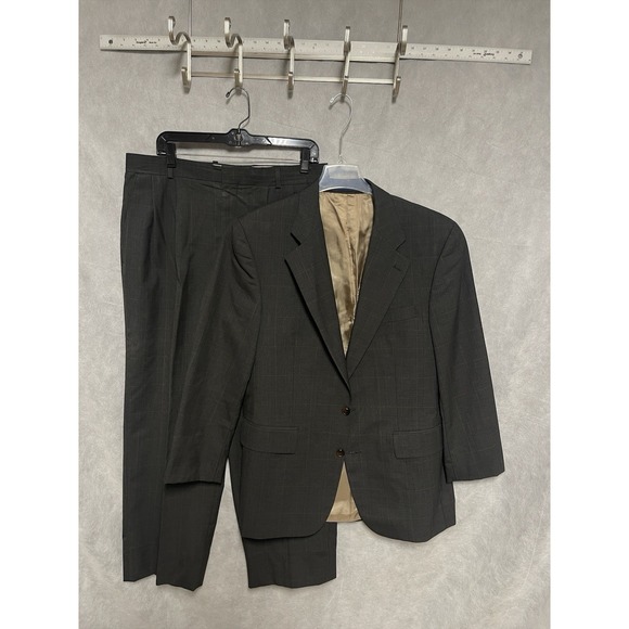 Chaps Suit Men 40R Olive Glen Plaid‎ Academia 34X28.5 Pants Ralph Lauren Luxury - Picture 1 of 16